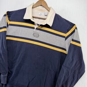 Vintage Izod Rugby Shirt men's 2XL Blue Gray Yellow Preppy Football Colorblock